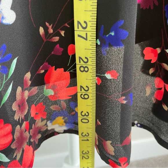 Express Black Multicolored Floral  Dress HummingBird Keyhole 2 Sleeveless Skater - Picture 6 of 13